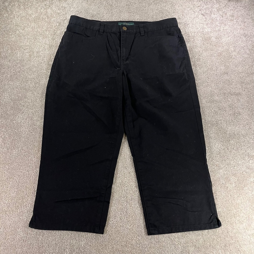 Lauren Jeans Co Ralph Lauren Cropped Pants Womens 12 Black Cotton Straight Leg